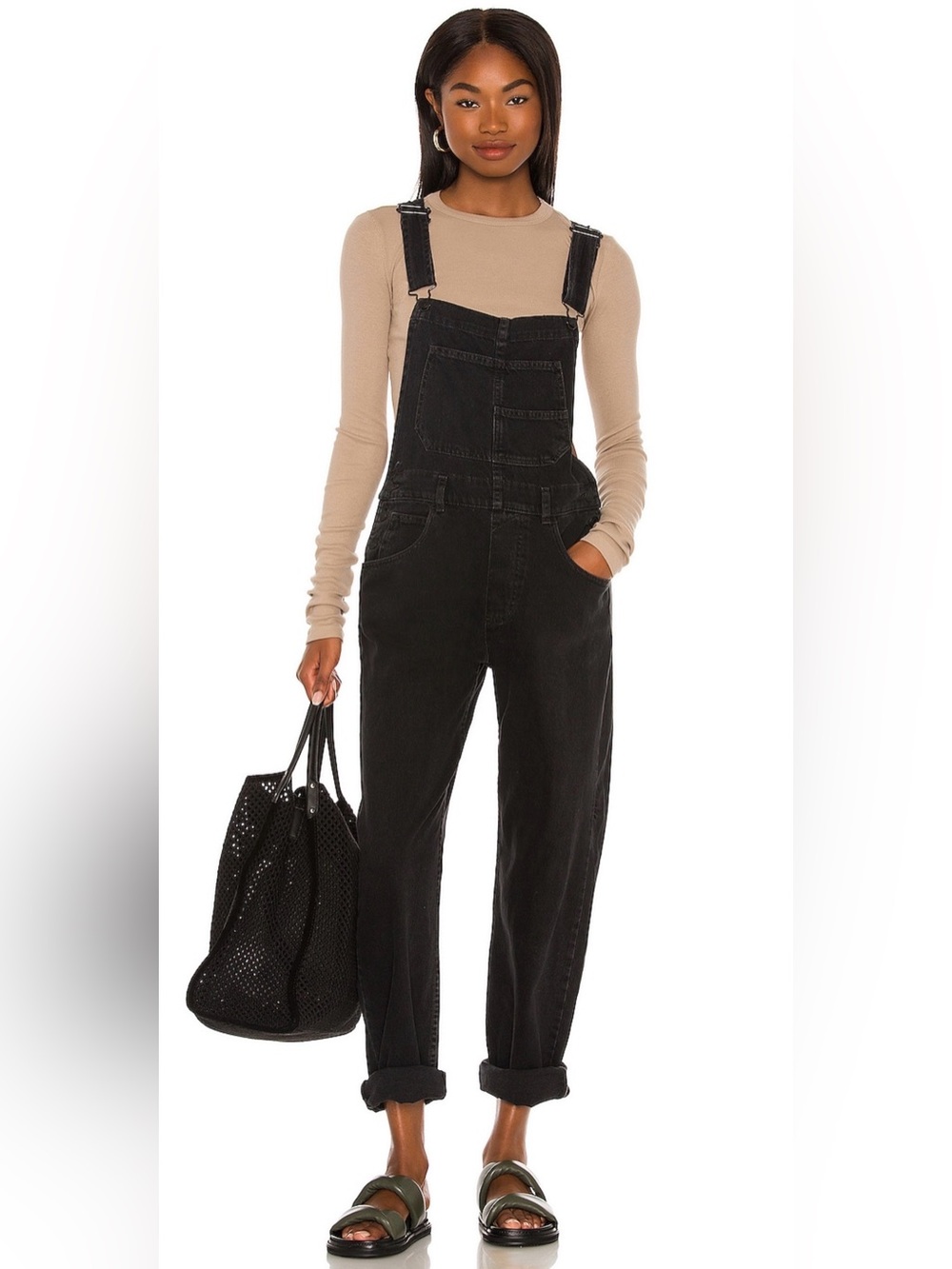 We The Free Black Ziggy Denim Overalls - Relaxed Fit